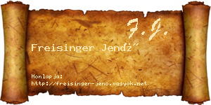 Freisinger Jenő névjegykártya